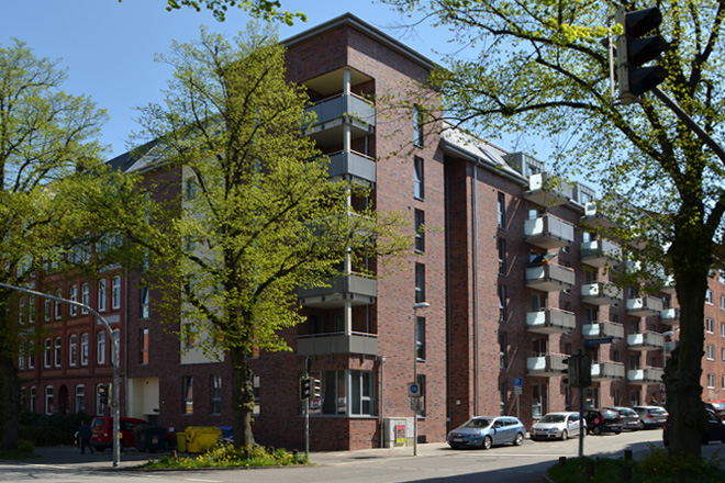 Bild zeigt das Wohnhaus der Stiftung Drachensee in der Harmsstraße Kiel
