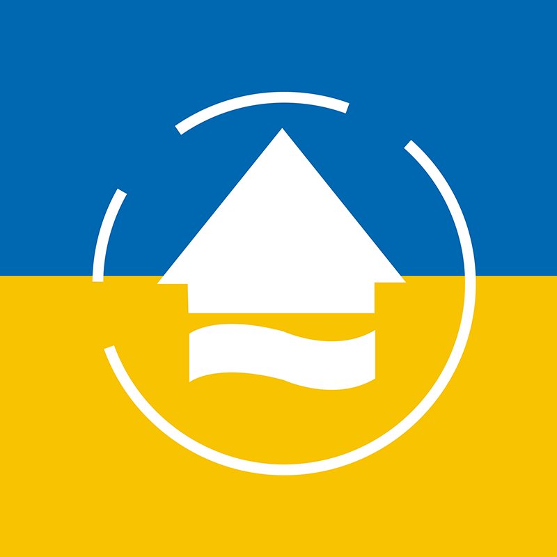 Bild zeigt Drachensee-Bildmarke mit Landesflagge der Ukraine