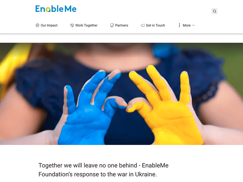 Bild zeigt Internet-Startseite der EnableMe Foundation