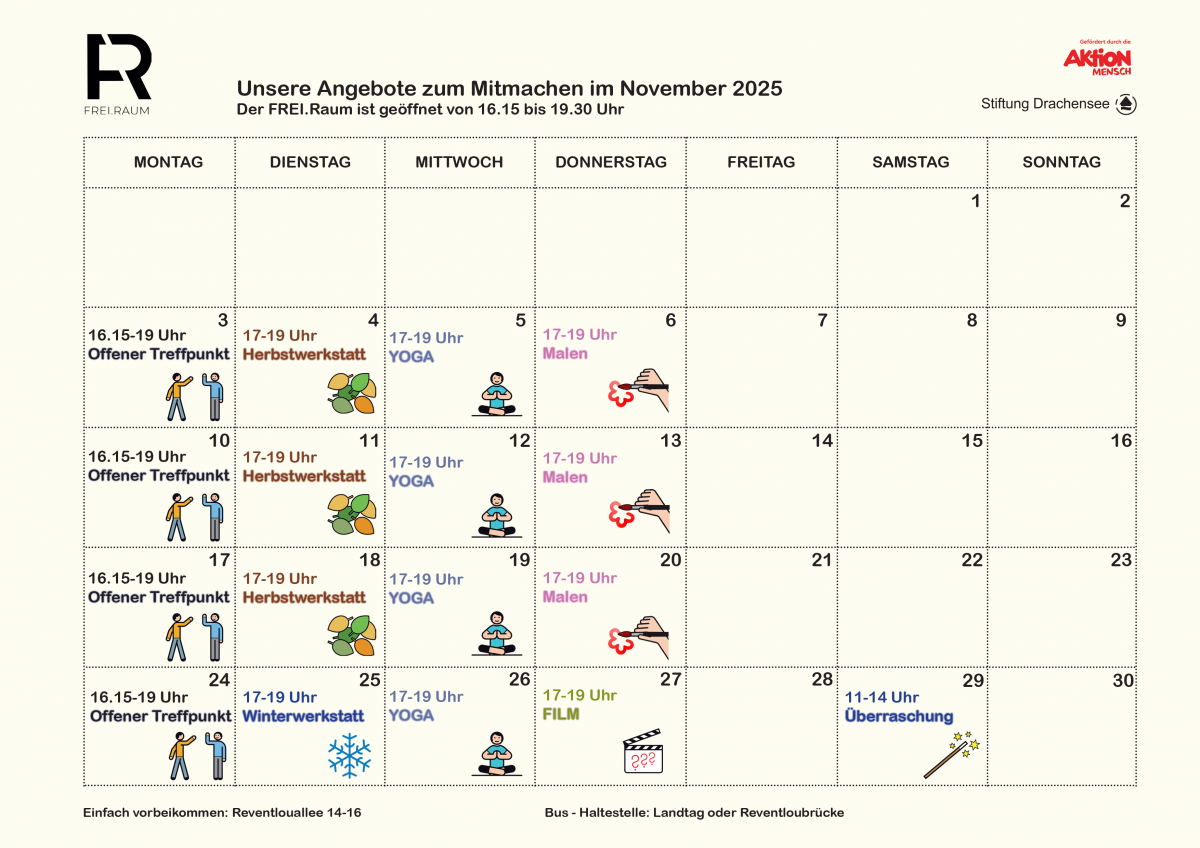 Bild zeigt Monatsplan im FREI.RAUM